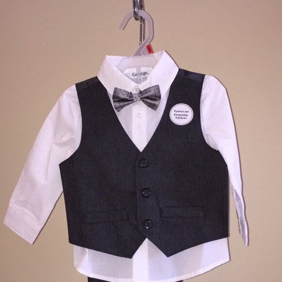 Toddler Boys 4 Piece Formal Suit Dark Grey Size 2T - Picture 2 of 14
